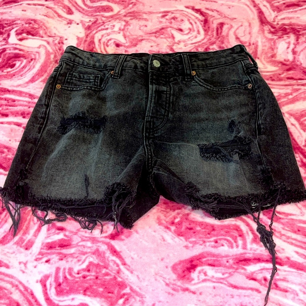 Old Navy Distressed OG Straight Denim Shorts Black Size 6